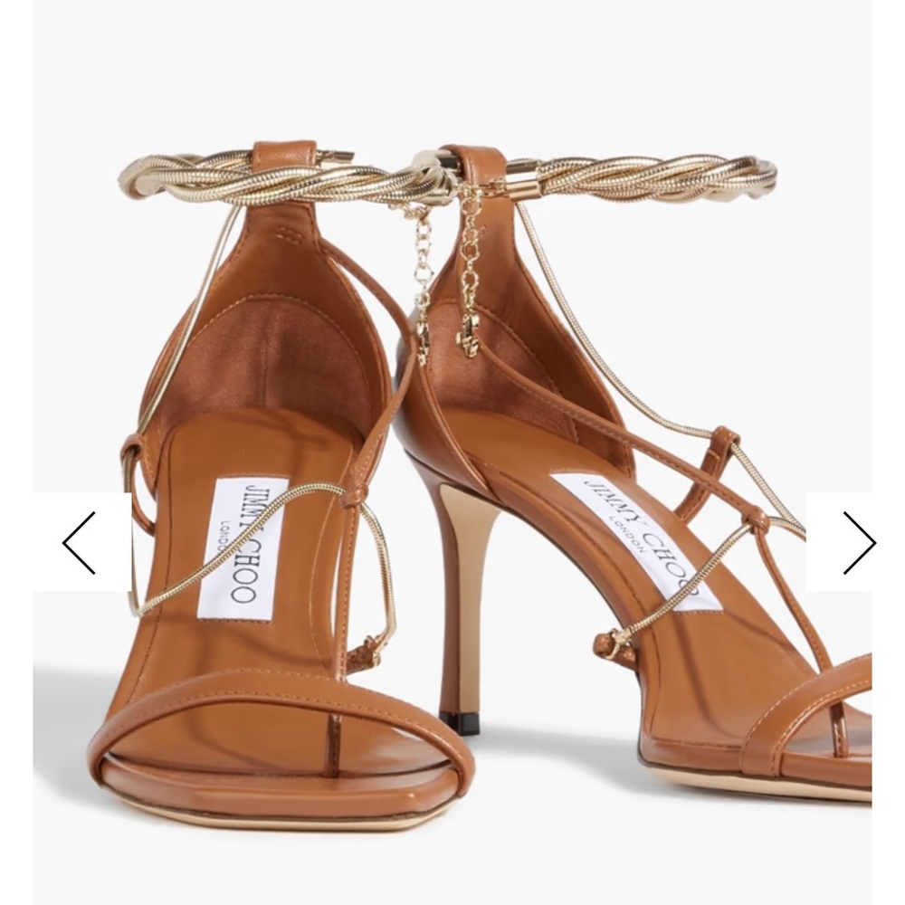 NWOT Jimmy Choo Oriana 70 Chain embellished Leather Sandals